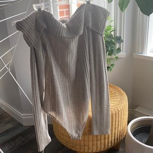 Warm off the shoulder long sleeve bodysuit